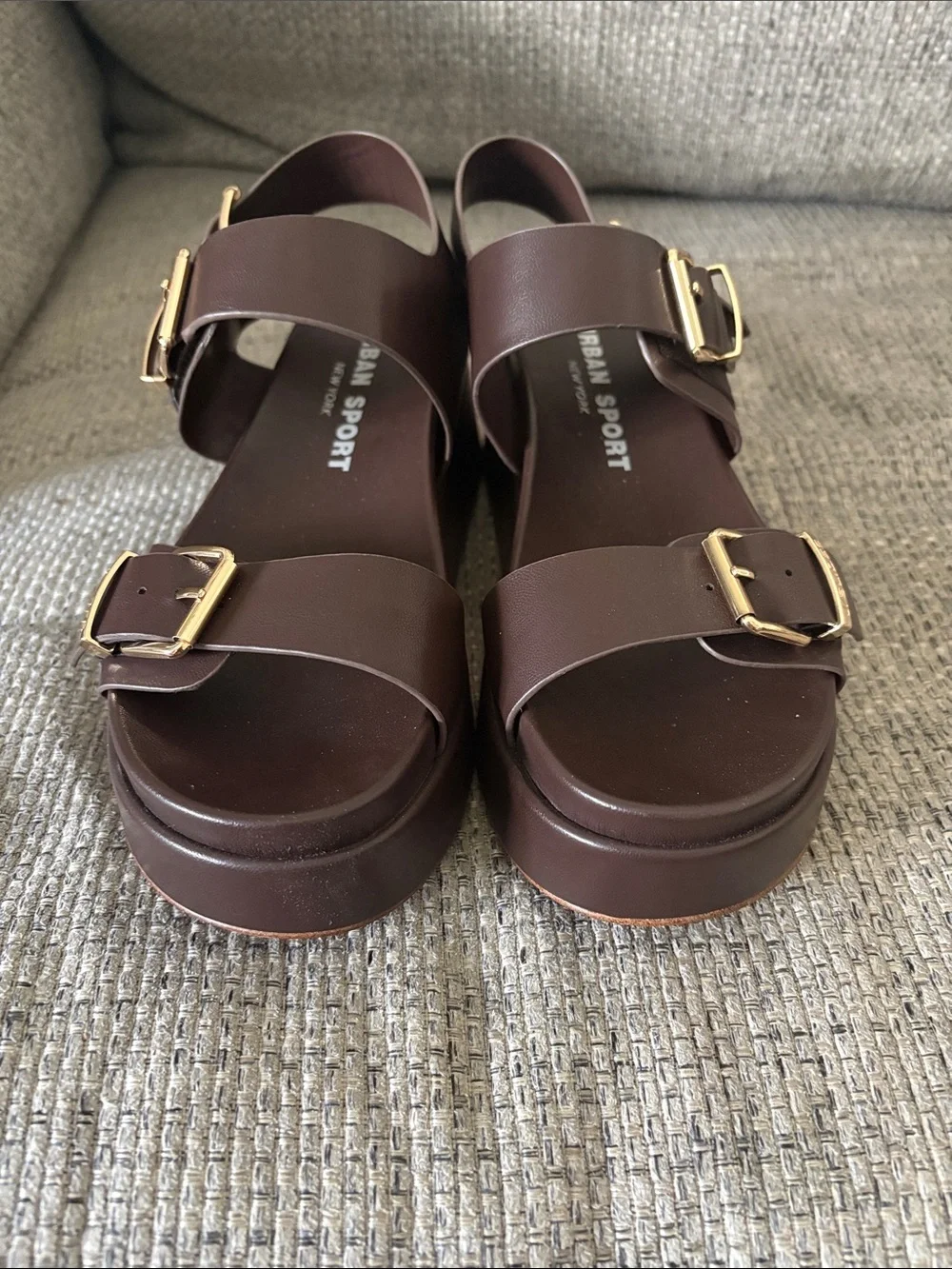 Women's Dark Brown Platform Buckle Sandals